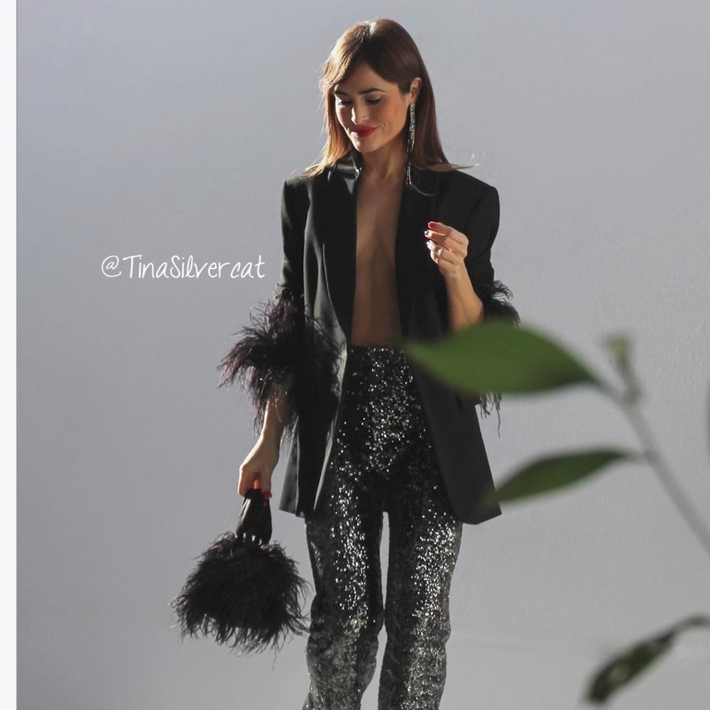 Zara Black Feather Trim Blazer Sz XS NWT - Picture 10 of 17